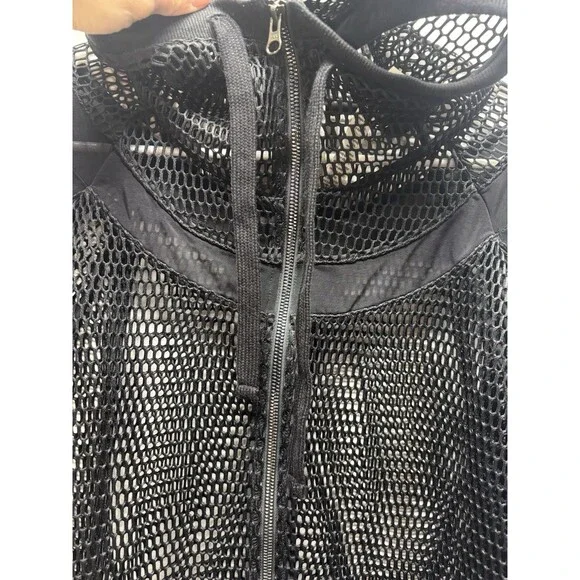 ALO Yoga  Women’s  Mesh Fortuna Hoodie Jacket  Black Sz L - Picture 11 of 13